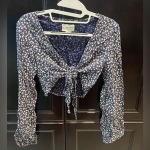 Ralph Lauren tie front floral crop top